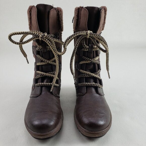 Patrizia by Spring Step Anicia Boots Womens 5.5-6 36 Brown Lined Lace/Zip Up - Picture 3 of 12